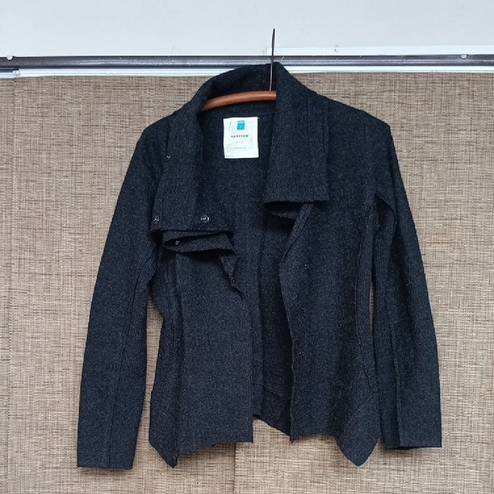 Sparrow Anthropologie Charcoal Felted Wool Blazer